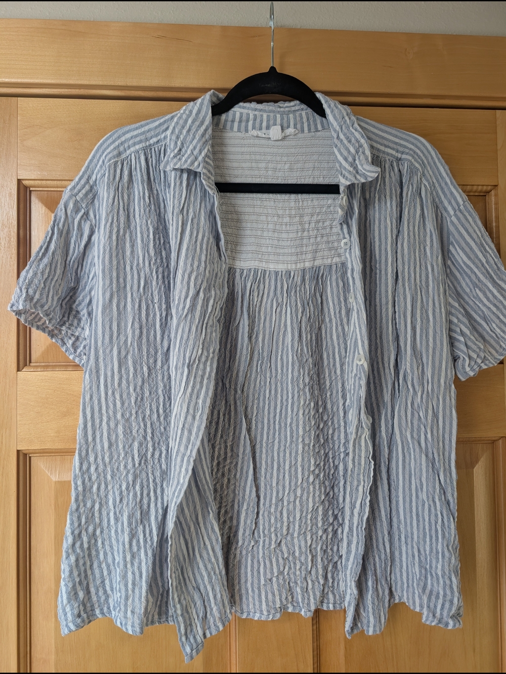 Jane and Delancey Light Blue and White Striped Button Shirt - Picture 2 of 7